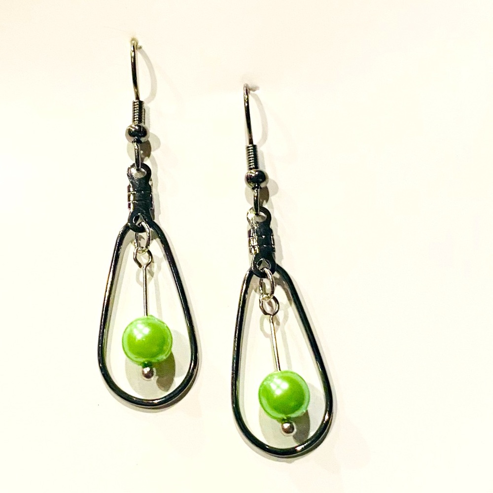 Light Green Beaded Teardrop Earrings